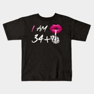 I'M 34 Plus 1 Middle Finger Skull 35Th Kids T-Shirt